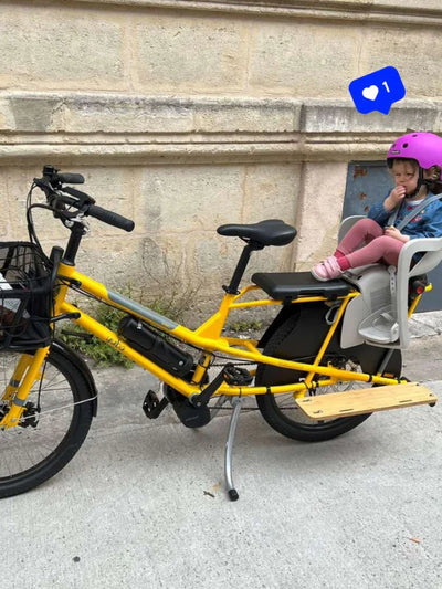 Vélo longtail Yuba Mundo jaune électrifié avec le kit moteur pédalier Virvolt 900